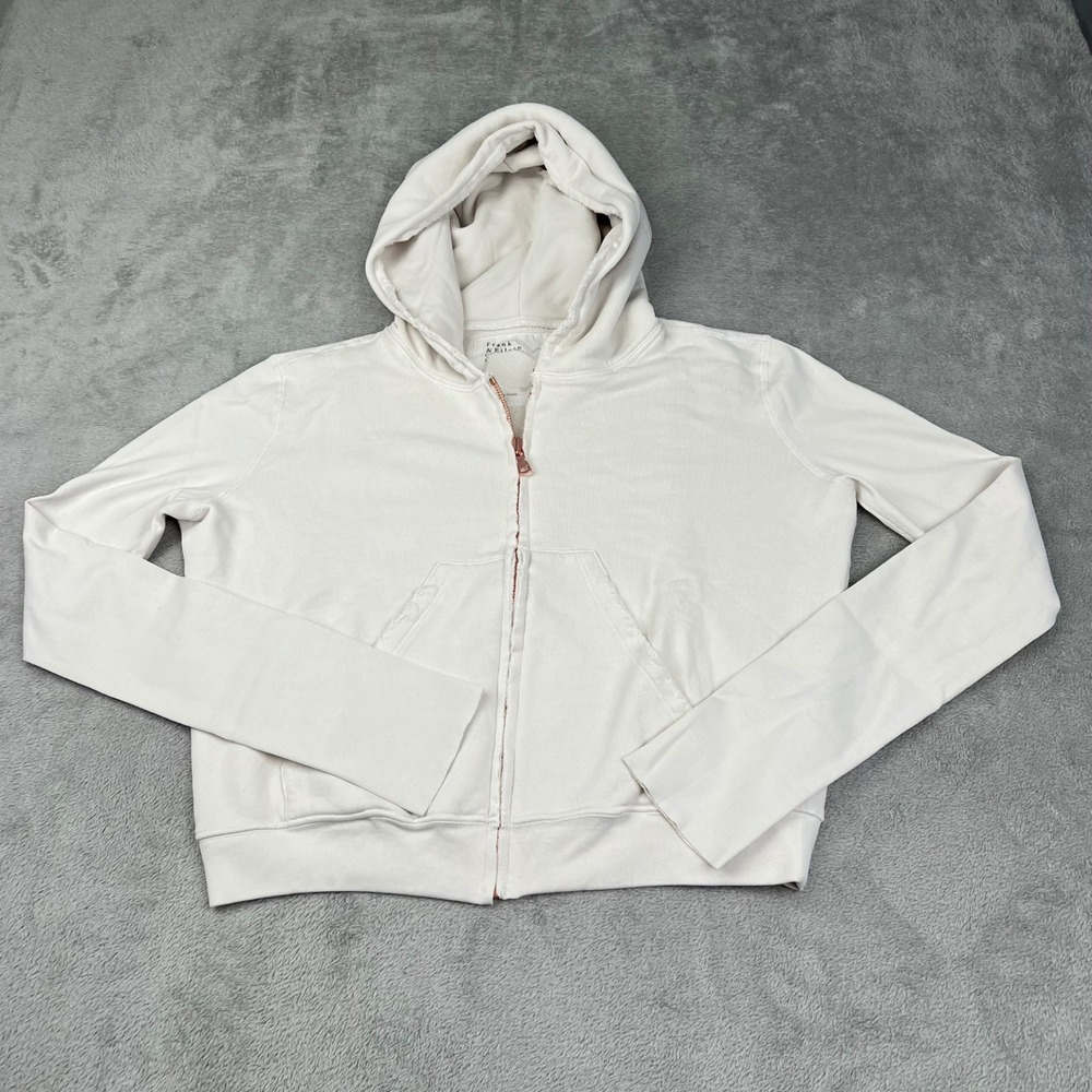 NEW Frank & Eileen M 100% Cotton Full Zip Up Hoodie Sweatshirt White Made in USA